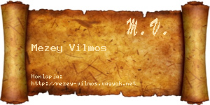 Mezey Vilmos névjegykártya